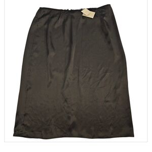 NWT Careste Elegant Silk Black Satin Pencil Skirt Sz 16